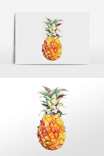清新唯美水彩手绘水果菠萝插画图片