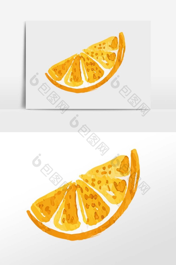 夏天夏季橙子片元素水彩插画