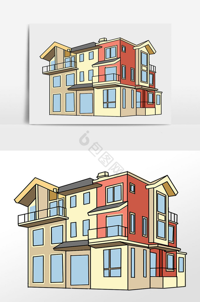 别墅建筑插画