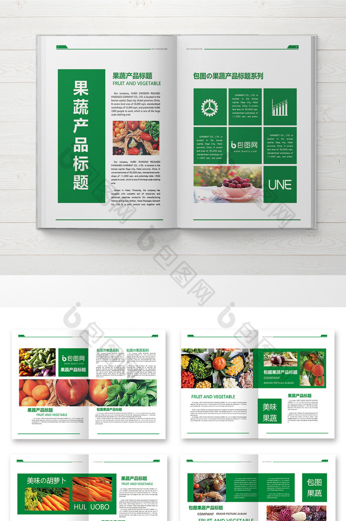 整套绿色果蔬产品宣传画册
