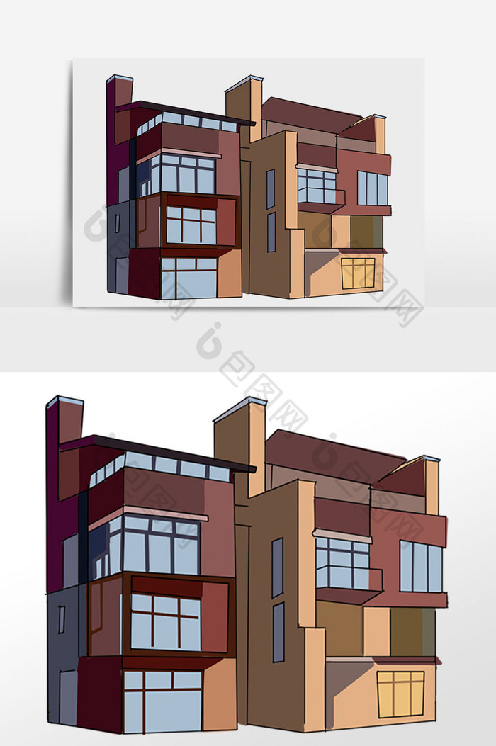 别墅 建筑 手绘建筑 楼房 别墅卡通手绘