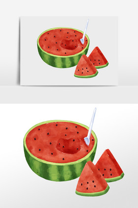 夏日冰镇西瓜插画