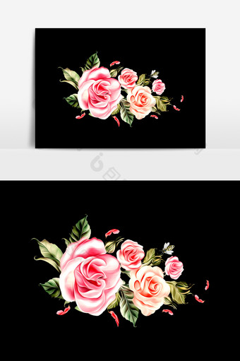 玫瑰花手绘鲜花元素素材图片