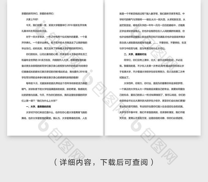 简约商务风大学开学典礼发言稿word文档