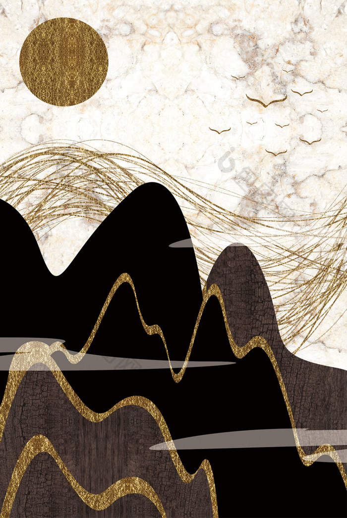 简约大气中国风抽象风景图案装饰画