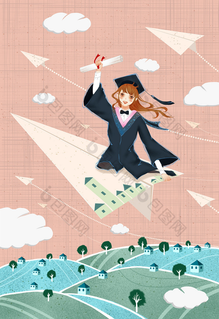 高考毕业季学士服模版