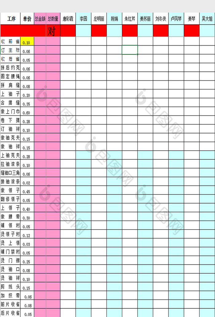 计件工资模板excel模板