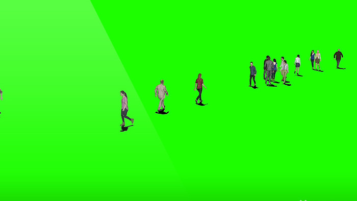 3D人物来回走动绿屏抠像绿幕视频素材