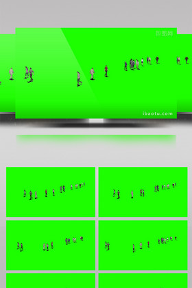 3d人物來回走動綠屏摳像綠幕視頻素材