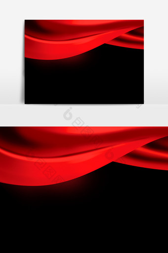 绚丽红色丝绸漂浮元素素材图片