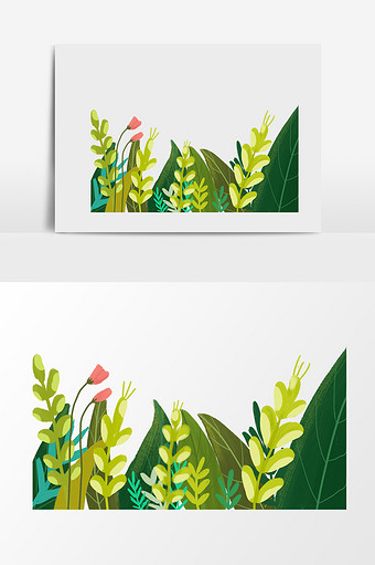 手绘卡通植物叶子元素图片