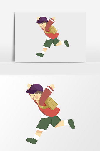 手绘卡通奔跑的男孩图片