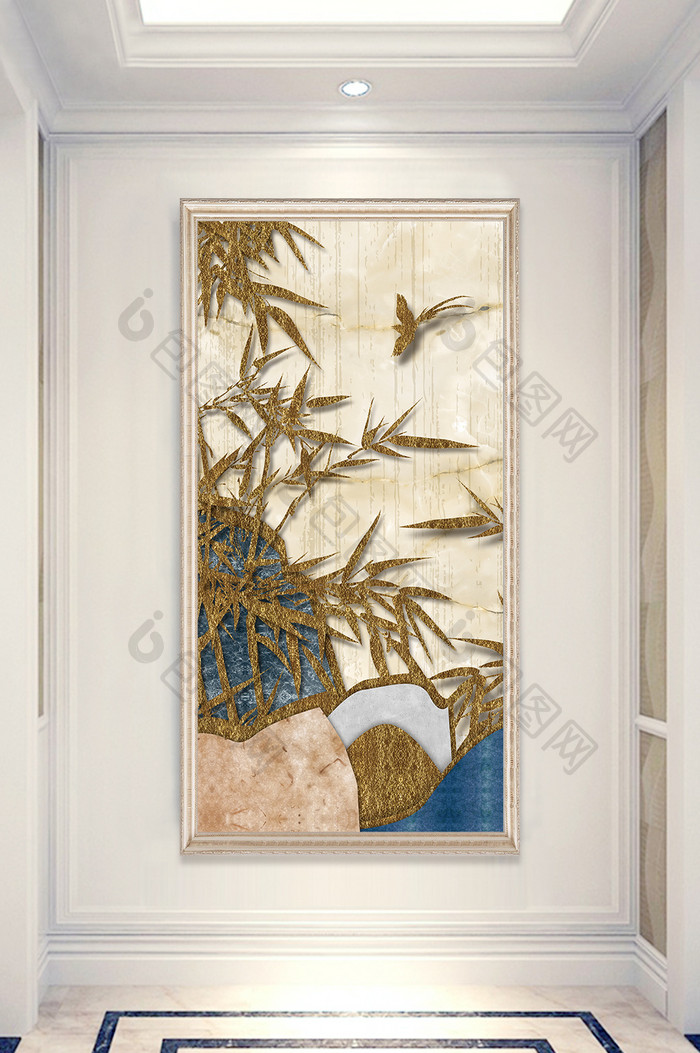 文艺大气抽象中国风竹子玄关装饰画