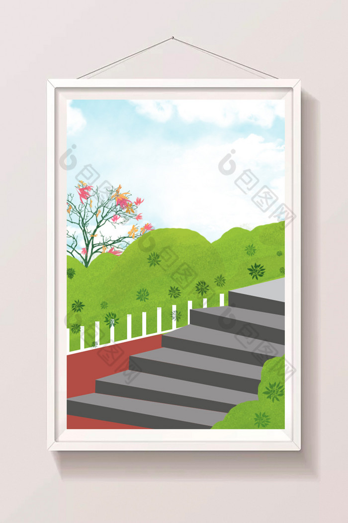楼梯栅栏森林图片