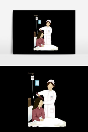 手绘卡通病人护士