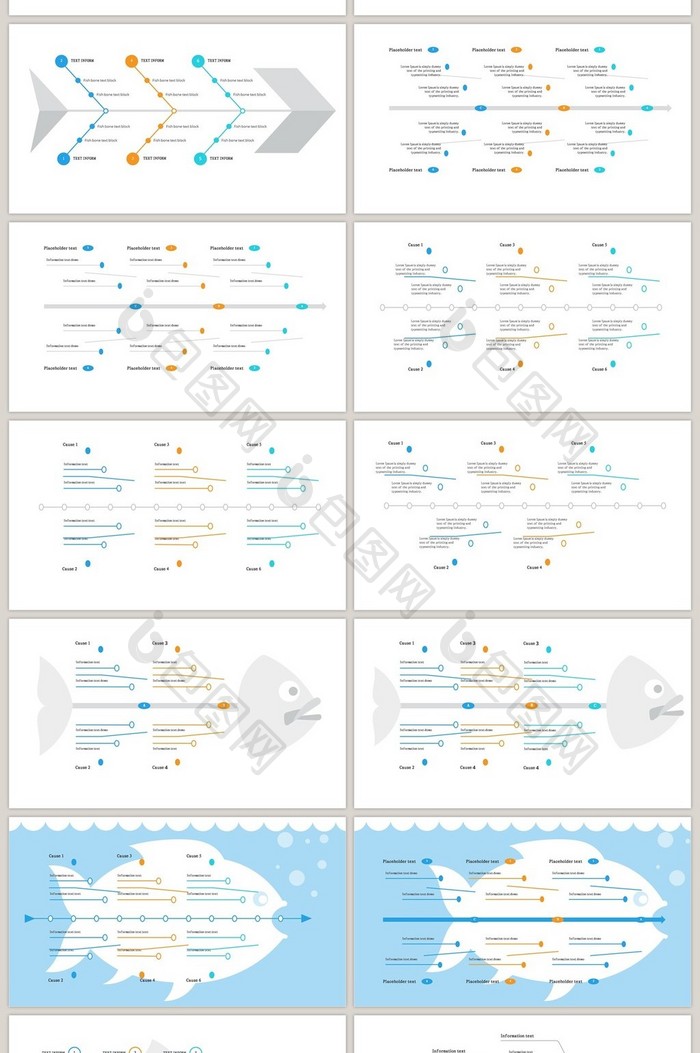 实用QC品管圈鱼骨图PPT图表集