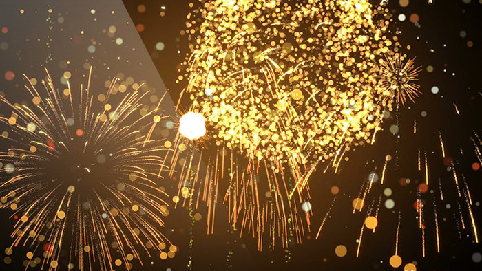 金色粒子烟花烟火喜庆新年元旦背景视频