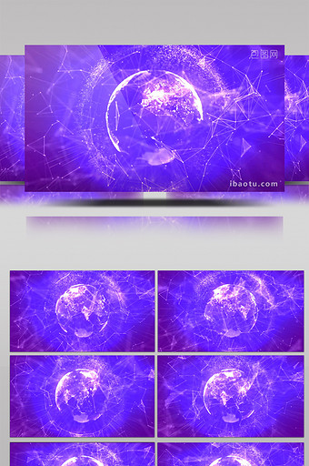 蓝色数码科技光点连线大数据地球展示背景图片