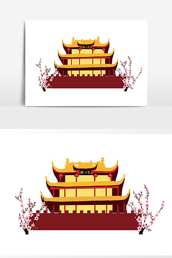 时尚中国风湖南长沙地标天心阁建筑元素图片下载