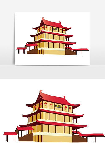 时尚中国风湖南长沙地标杜甫江阁建筑元素图片下载