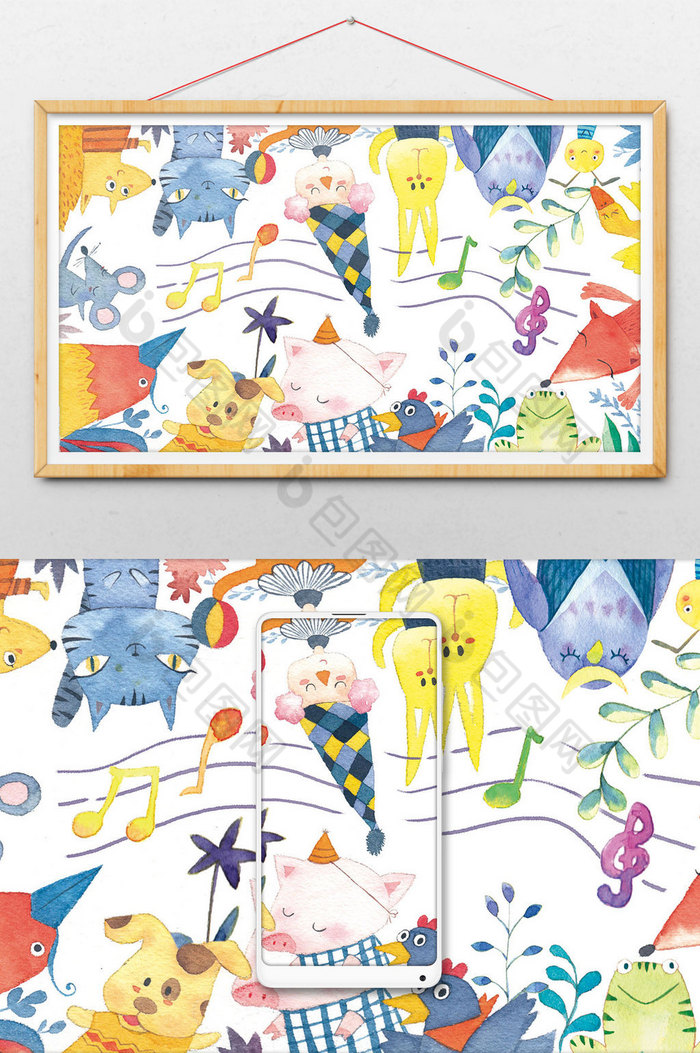 绚丽动物舞会插画图片