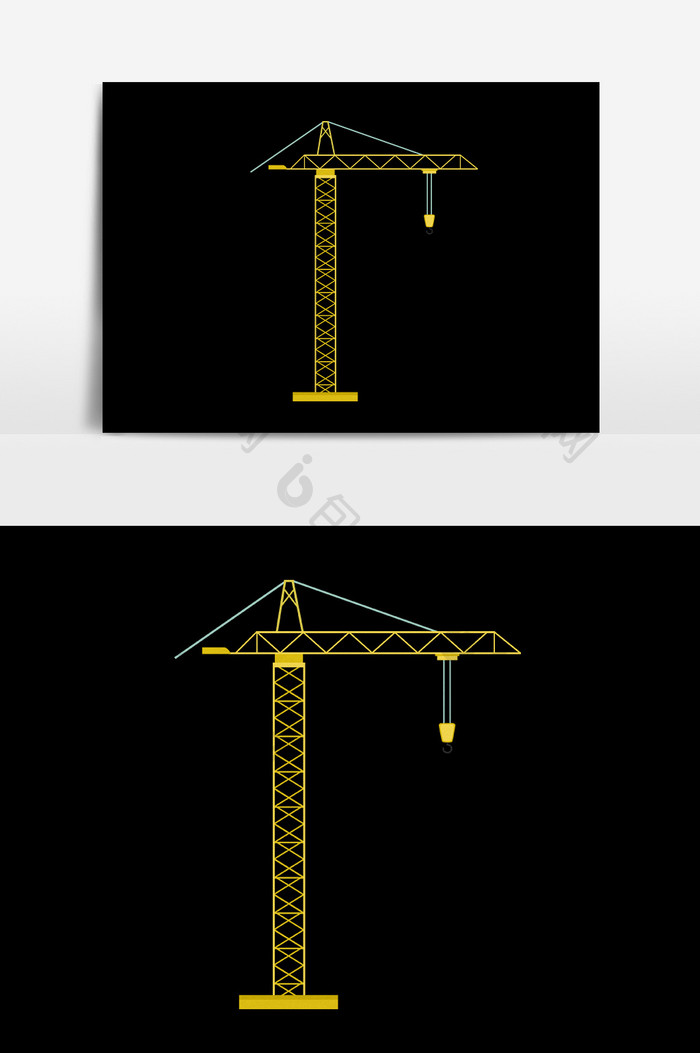手绘黄色塔吊素材