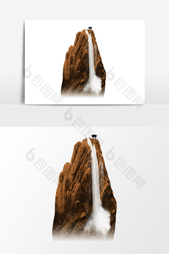 石头假山瀑布元素素材图片