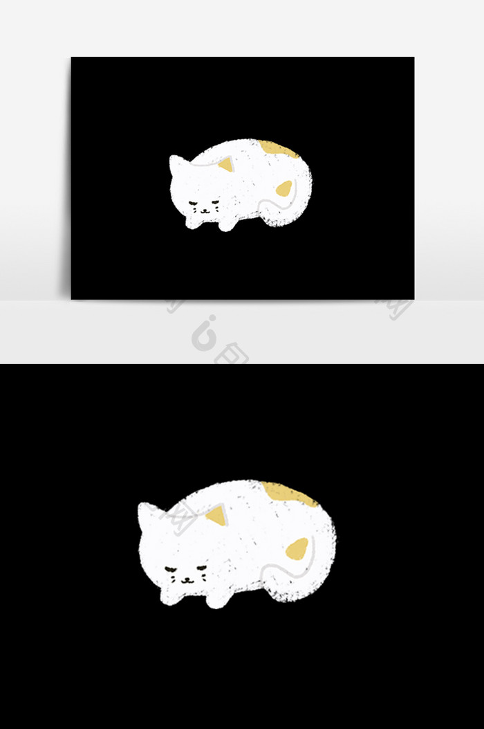 手绘卡通可爱白色小猫