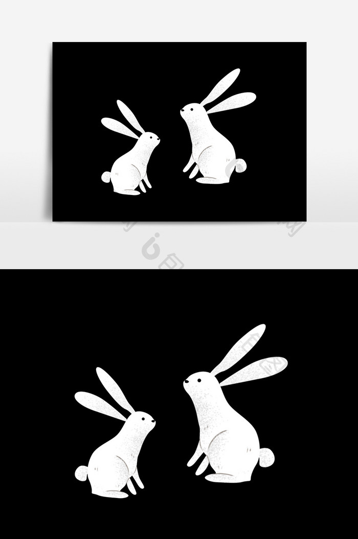 手绘水彩卡通小白兔