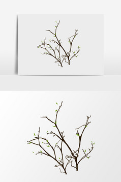卡通花树枝插画元素