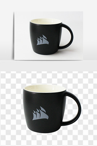 黑色马克杯实物免抠PNG设计素材图片