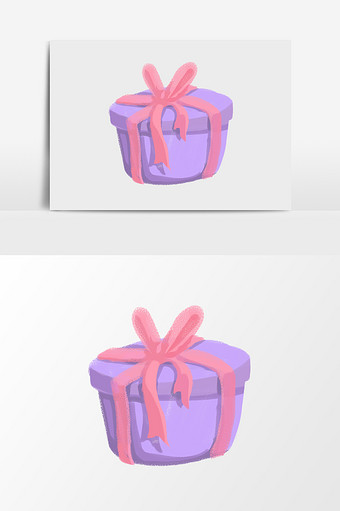 手绘水彩卡通紫色礼盒图片