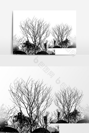 手绘树木枯树木元素素材图片