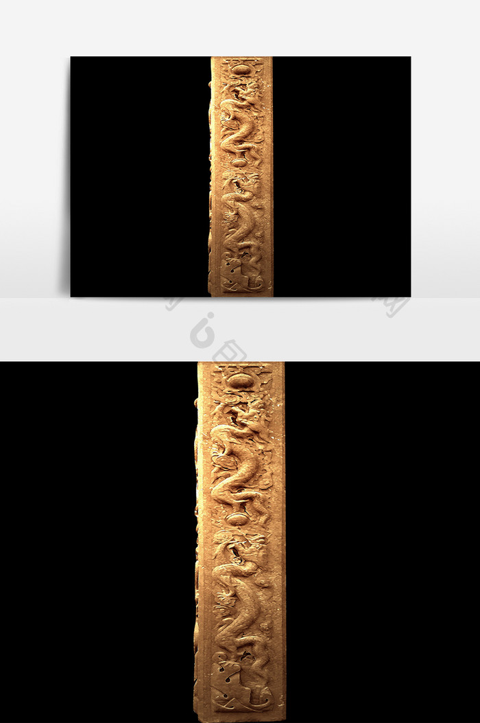 龙纹雕刻石柱元素素材