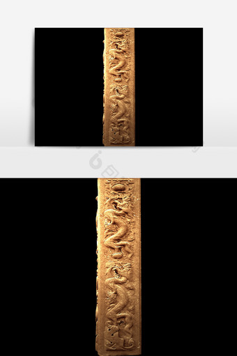 龙纹雕刻石柱元素素材图片