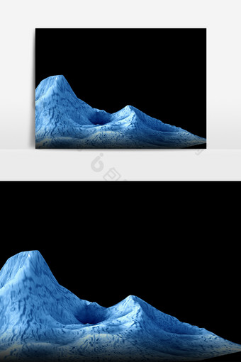 蓝色山丘山峰元素素材图片