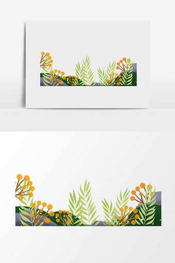 手绘卡通植物草丛叶子图片