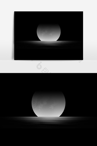 月亮水波元素素材图片