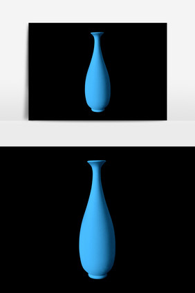 蓝色淘瓷花瓶元素素材