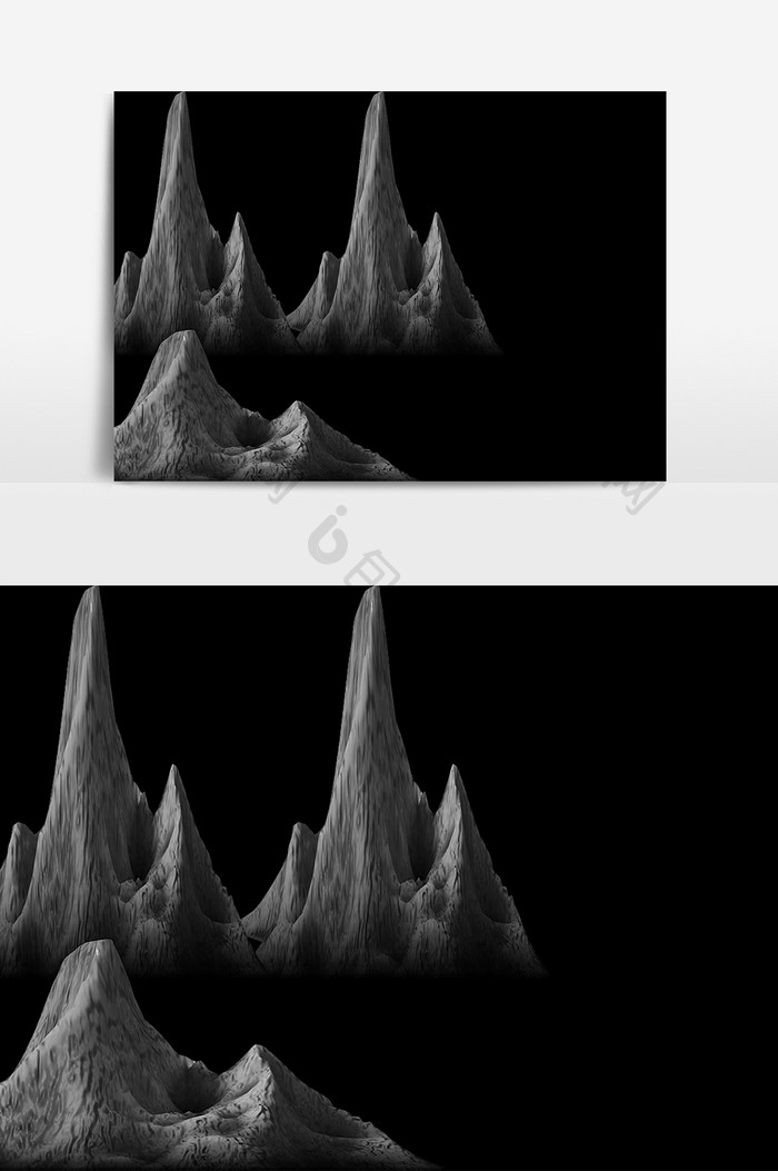 水墨山峰元素素材