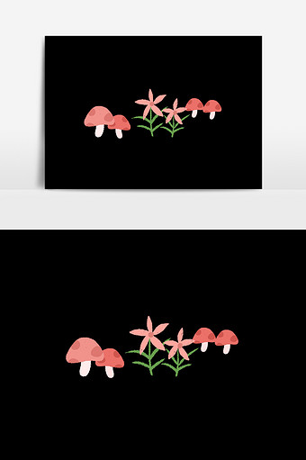 手绘卡通蘑菇花卉图片
