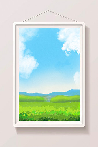 蓝天白云草地卡通