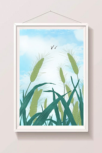 唯美清新夏日麦子植物背景图图片