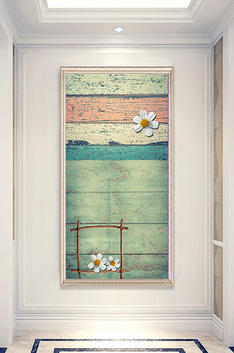 现代木质纹花卉玄关背景图图片