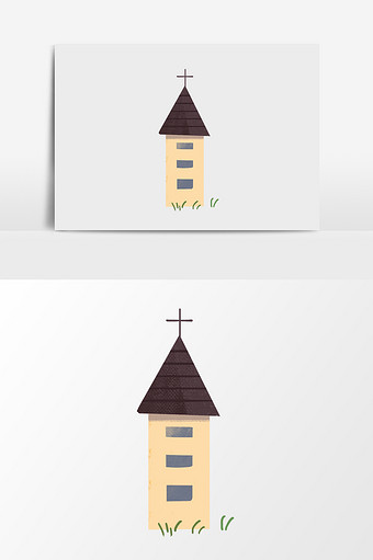 手绘卡通房子教堂图片
