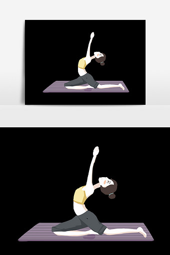 手绘卡通瑜伽少女图片