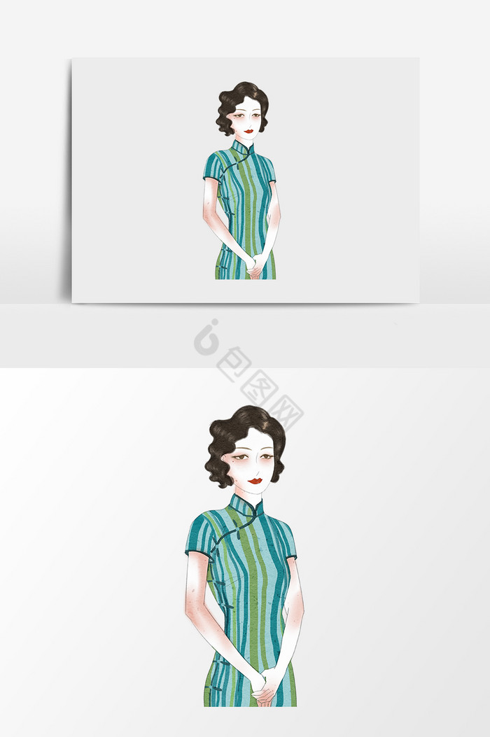 当前位置:>包图网>手绘旗袍系列> 下载民国美女貂旗袍上海小姐