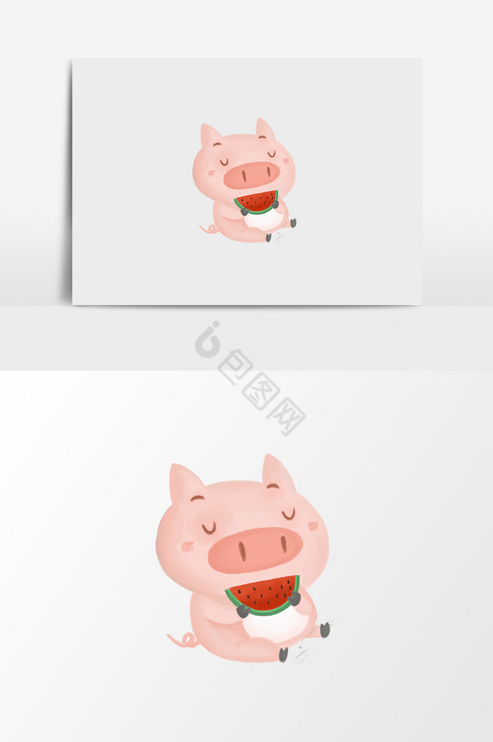 吃西瓜的小猪图片
