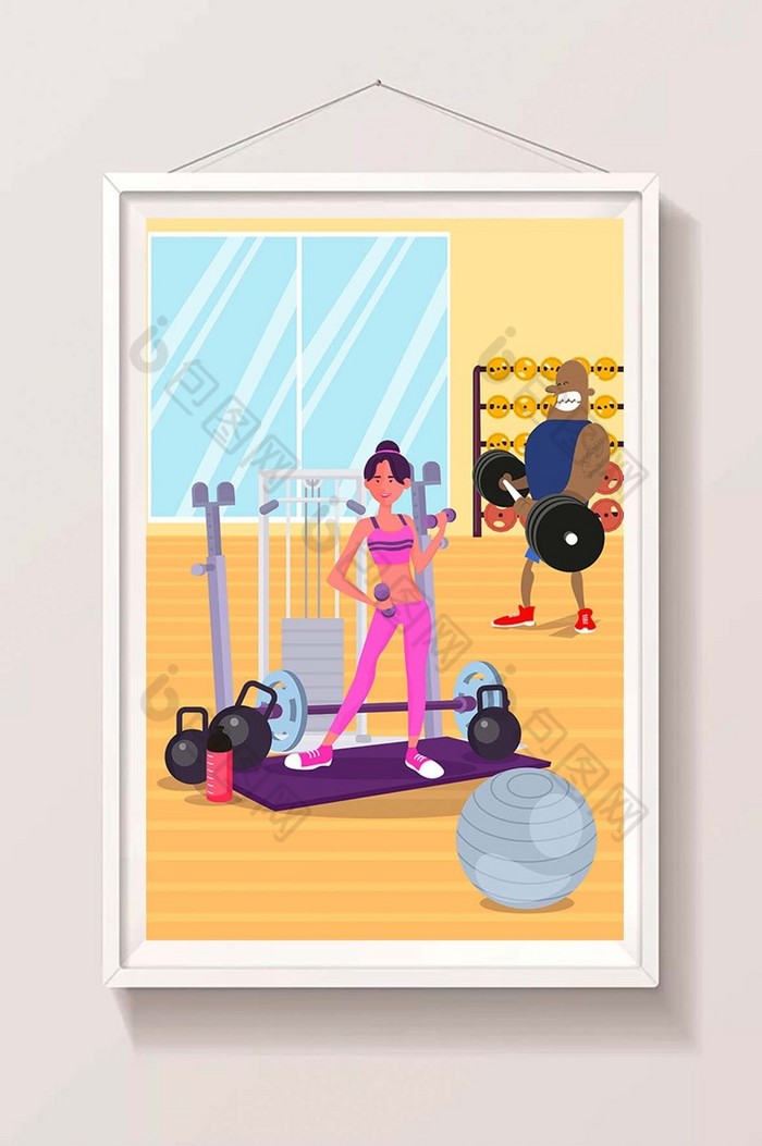 夏季运动房健身举哑铃图片图片