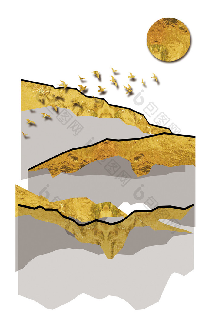 文艺简约抽象水墨风景图案客厅装饰画